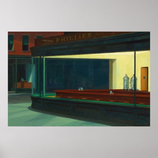 Poster Nighthawks - Diner vide - Edward Hopper - (Devant)
