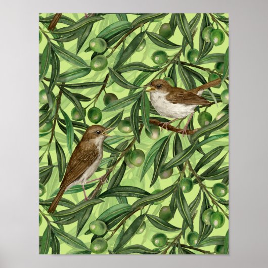 Poster Nightingales dans l'olivier 2 (Devant)