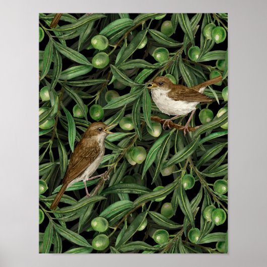 Poster Nightingales dans l'olivier 3 (Devant)