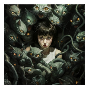 Poster Nightmare de chat d'horreur