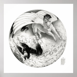 Poster Nightmare/Mesa Pegasus Yin Yang en noir et blanc