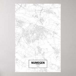 Poster Nijmegen, Pays-Bas (noir sur blanc)