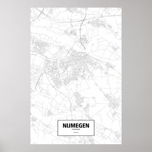 Poster Nijmegen, Pays-Bas (noir sur blanc) (Devant)