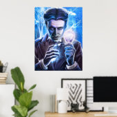 Poster Nikola Tesla Homme de la foudre (Bureau à domicile)