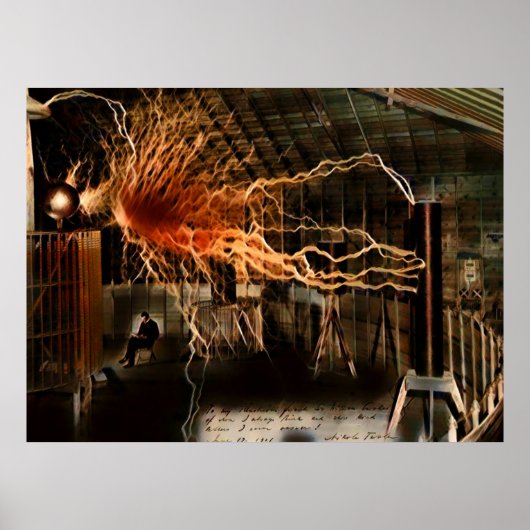 Poster Nikola Tesla Homme de Mystère Couleur Redux (Devant)