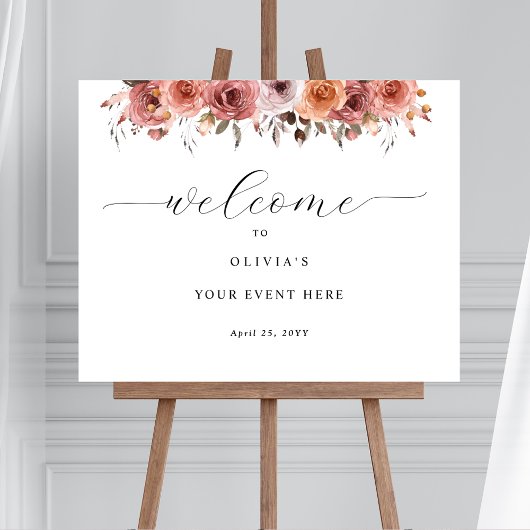Poster N'importe quel événement Rose Gold Blush Pink Flor