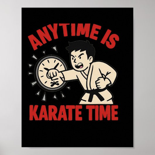 Poster N'Importe Quelle Heure Karate Time Drôle Punch Hor (Devant)