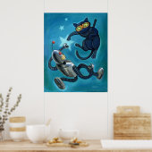 Poster Ninja cat vs Robot (Cuisine)
