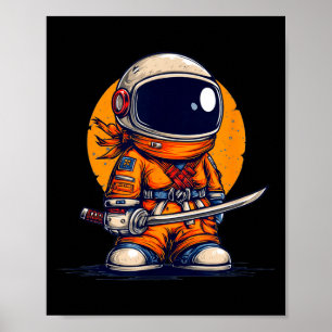 Poster Ninja cool en costume de combinaison spatiale d'as