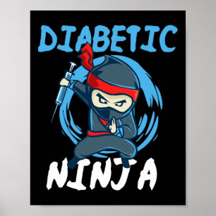 Poster Ninja diabétique - T1D Sanguins Sugar Diabetes Lau