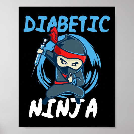 Poster Ninja diabétique - T1D Sanguins Sugar Diabetes Lau (Devant)