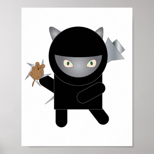 Poster Ninja Kitty Chat Cute Mouse (Devant)
