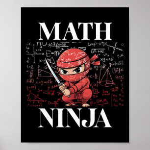 Poster Ninja Math Algèbre Calcul Mathématiques Étudiant T