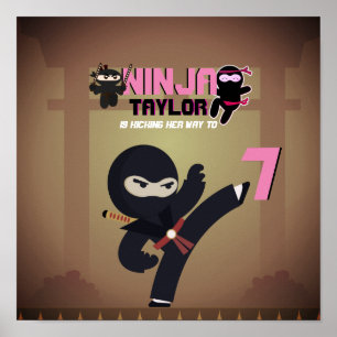 Poster NINJA Movie Star Warrior Kicking it Karatkids