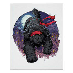 Poster Ninja Newfie � Gros Chien Furtif