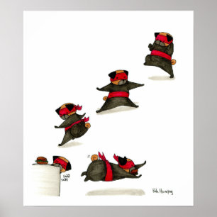 Poster Ninja Pug Snack Attack!