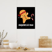 Poster Ninjabread Man Funny Gingerbread Pun Dark BG (Cuisine)