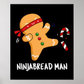Poster Ninjabread Man Funny Gingerbread Pun Dark BG (Devant)