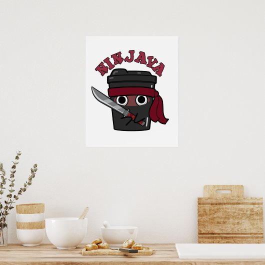 Poster Ninjava Funny Ninja Java Pun café (Cuisine)