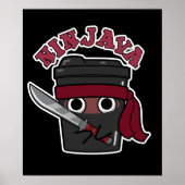 Poster Ninjava Funny Ninja Javascript Coffee Pun Dark BG (Devant)