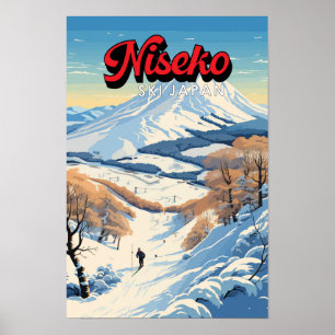 Poster Niseko Hokkaido Japon Voyage Hiver Art Vintage