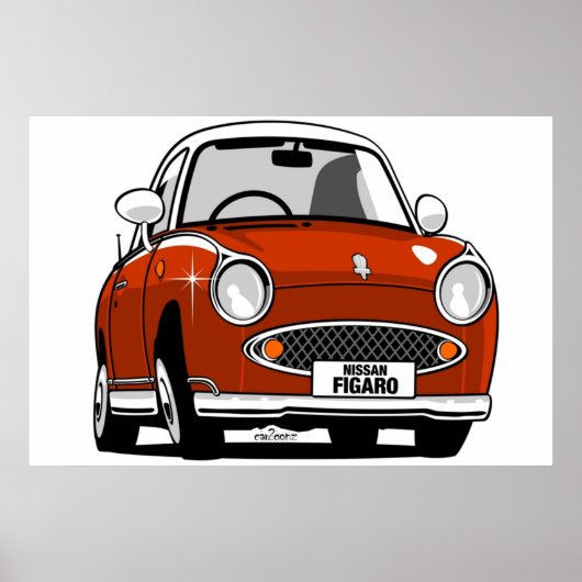 Poster Nissan Figaro caricature rouge (Devant)