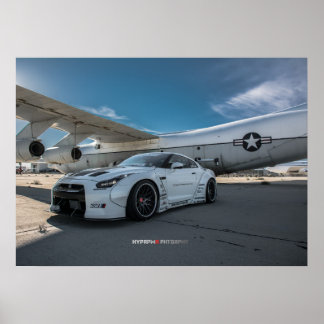 Poster Nissan GT-R R35 LibertyWalk avec plan