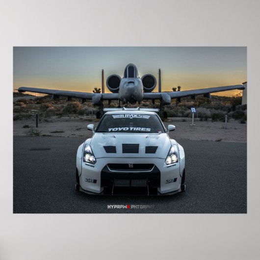 Poster Nissan GT-R R35 LibertyWalk avec plan (Devant)