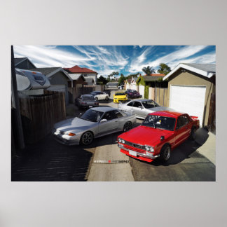 Poster Nissan GT-R R35, R34, R33, R32 et Hakosuka HERITAG