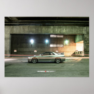 Poster Nissan Skyline GT-R R34 dans le centre de Los Ange