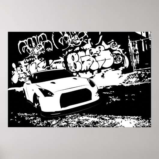 Poster Nissan Skyline GTR avec fond de graffiti (Devant)