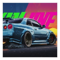 Poster Nissan Skyline GTR R34 - Bayside Blue
