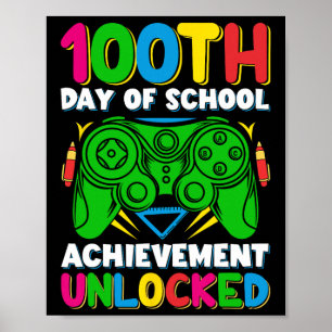 Poster Niveau 100 Jour De L'École Jeu Déverrouillé 100e J