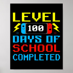 Poster Niveau 100 Jours De Joueur D'École Enseignant Enfa
