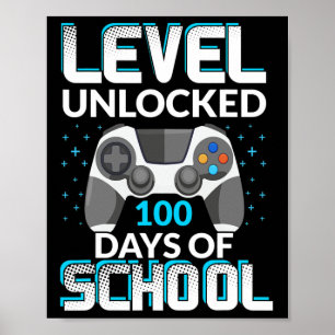 Poster Niveau 100 Jours De L'École Déverrouillé Gamer Ner