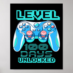 Poster Niveau 100 Jours De L'École Déverrouillé Jeu Vidéo