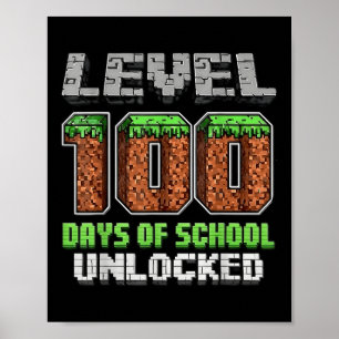 Poster Niveau 100 Jours De L'École Déverrouillé Pixel Vid