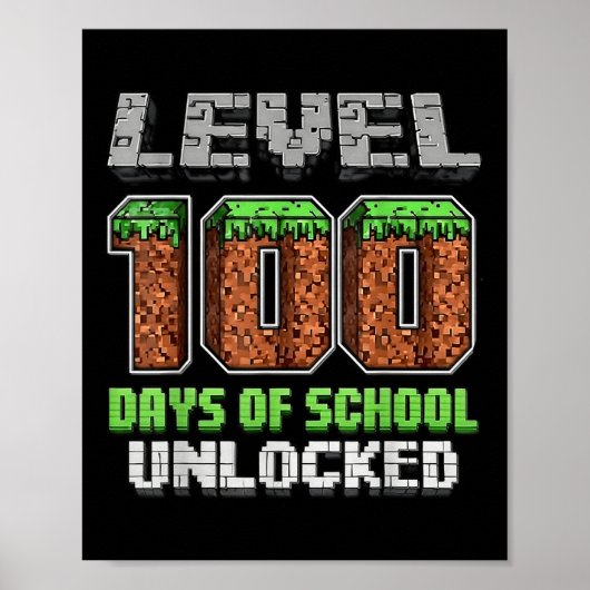 Poster Niveau 100 Jours De L'École Déverrouillé Pixel Vid (Devant)