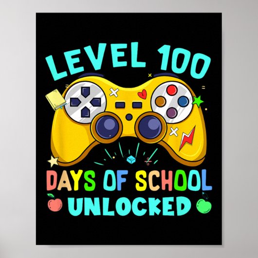 Poster Niveau 100 Jours D'École Déverrouillé Garçons Enfa (Devant)