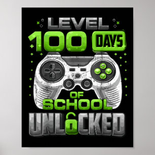 Poster Niveau 100 Jours D'École Déverrouillés Garçons 100