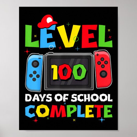 Poster Niveau 100 Jours D'École Jeu Vidéo Complet 100ème (Devant)