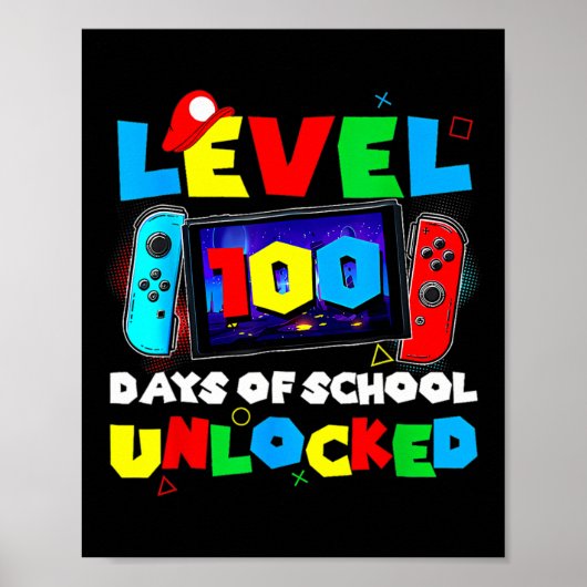 Poster Niveau 100 Jours D'École Jeux Vidéo Déverrouillés (Devant)