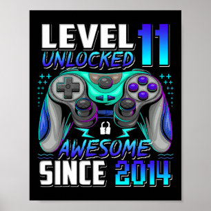 Poster Niveau 11 Débloqué Incroyable Depuis Anniversaire
