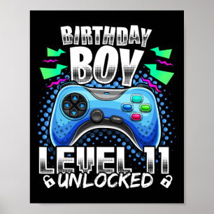 Poster Niveau 11 Déverrouillé Jeu vidéo 11e Anniversaire