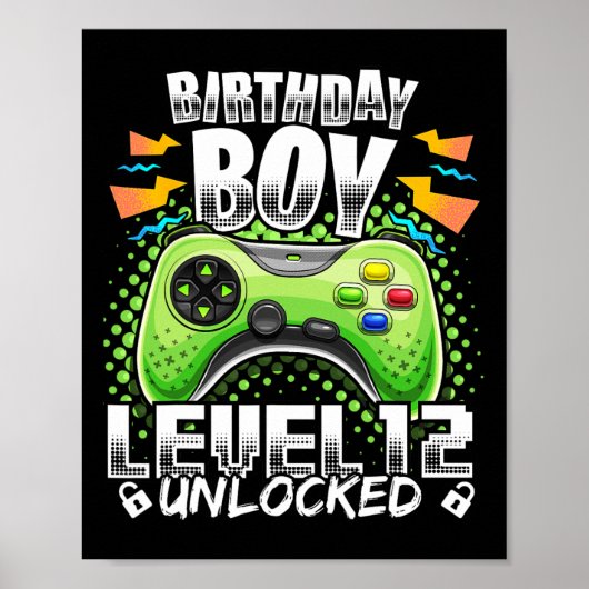 Poster Niveau 12 Jeu vidéo déverrouillé 12e Jeu d'anniver (Devant)