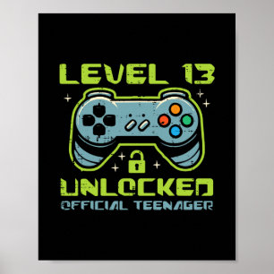 Poster Niveau 13 Débloqué Officiel Adolescent 13e Anniver