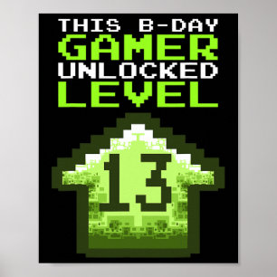 Poster Niveau 13 Déverrouillé Anniversaire Jeu vidéo 13èm
