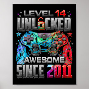 Poster Niveau 14 Débloqué Incroyable Depuis Anniversaire 