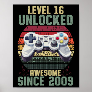 Poster Niveau 16 Débloqué Incroyable Depuis Anniversaire 