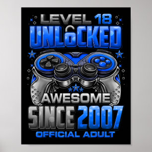 Poster Niveau 18 Débloqué Incroyable Depuis 2007 18e Anni